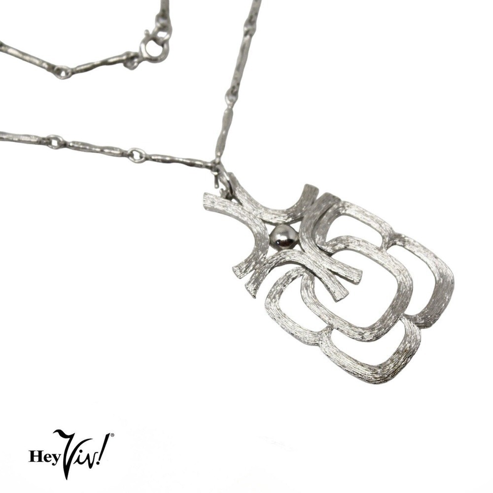 Vintage Avon Pendant Necklace Funky 70s Style Geometric on 24" Chain - Hey Viv